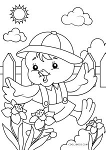 a boy in the garden coloring pages.