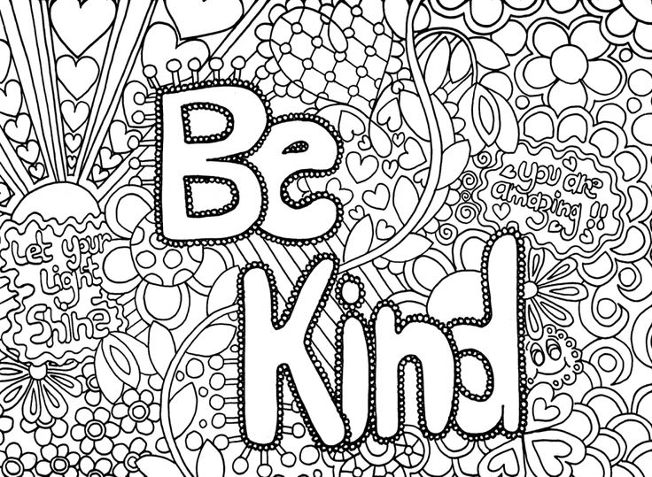 a coloring page with the words be kind.