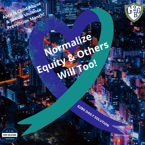 a blue and green ribbon with the words normalize equity and others with too.