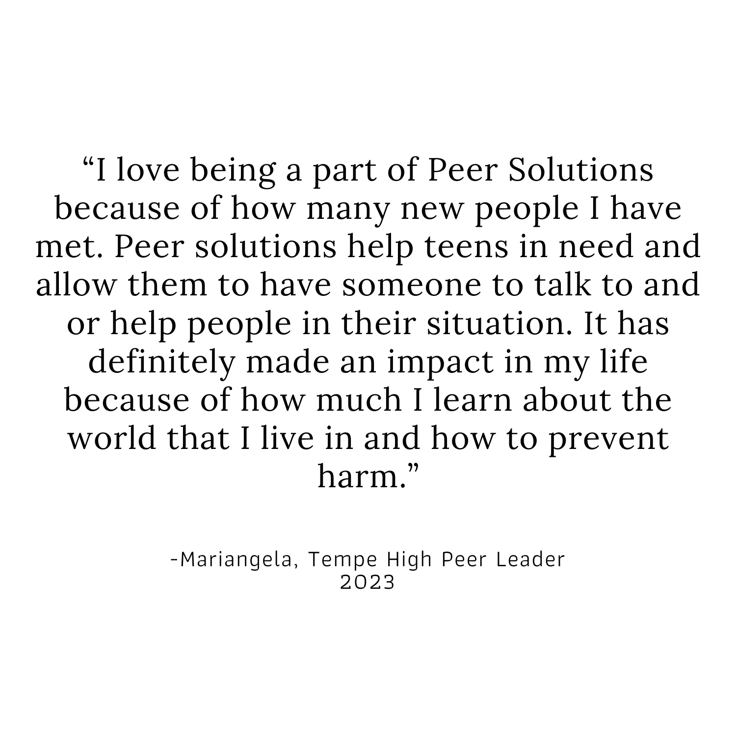 i love being part of peer solutions because of how many people i have.